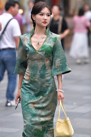 街拍轻熟长裙朲槭